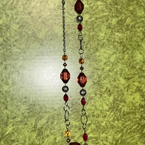 NWT Apt. 9 Amber and Ruby Beaded Necklace - Picture 6 of 6